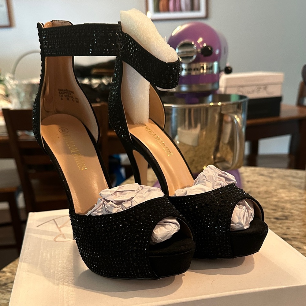 Black Sparkly 5 Inch Heels